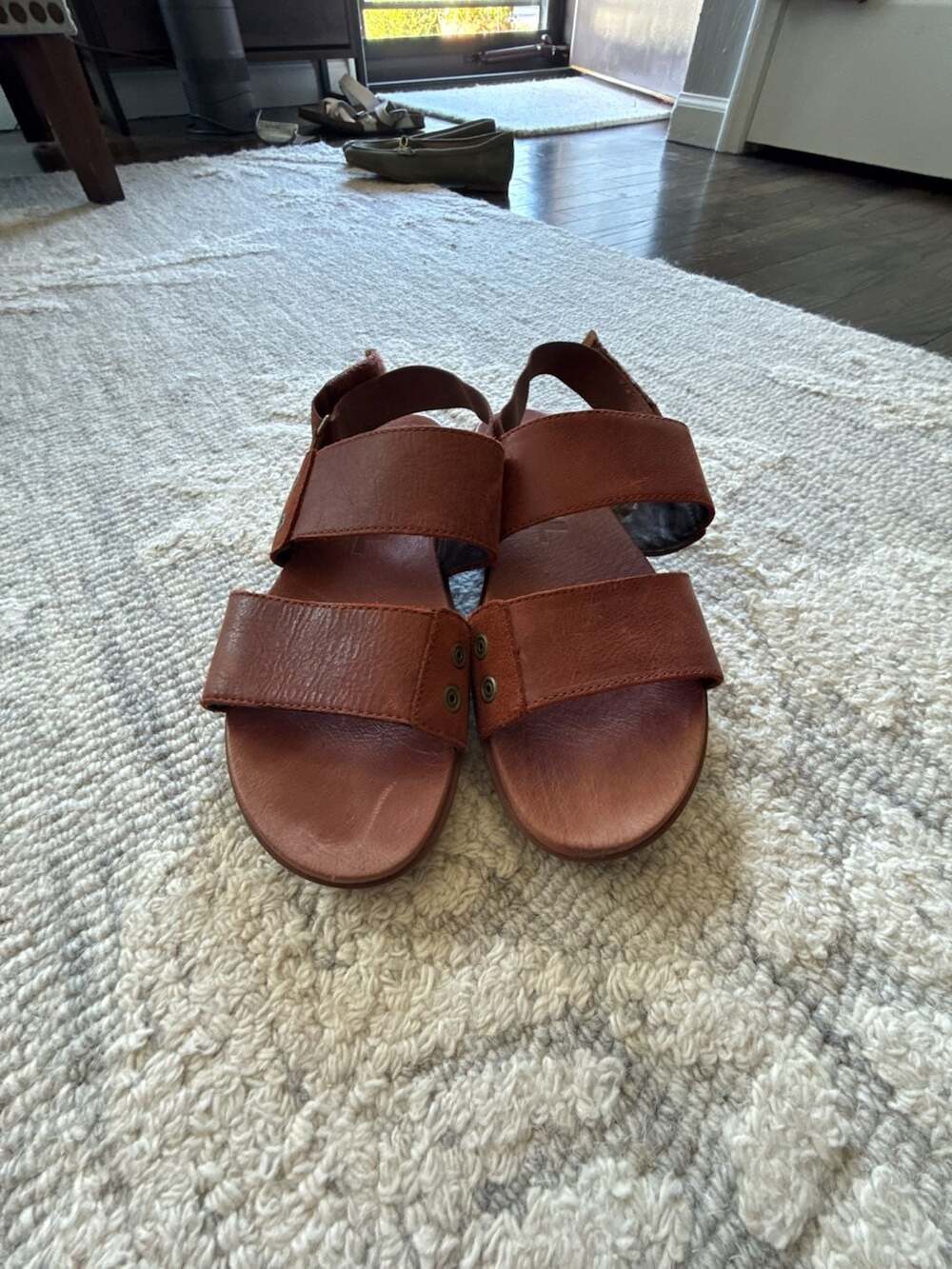 Sorel Torpeda Rustic Brown Leather Slingback Flat Sandals Women's Size 10